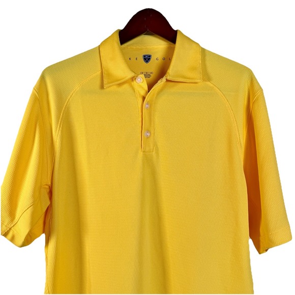 Nike Golf Fit Dri Polo Shirt Yellow Size Med Outdoor Cotton Blend Short Sleeve‎ - Picture 2 of 10